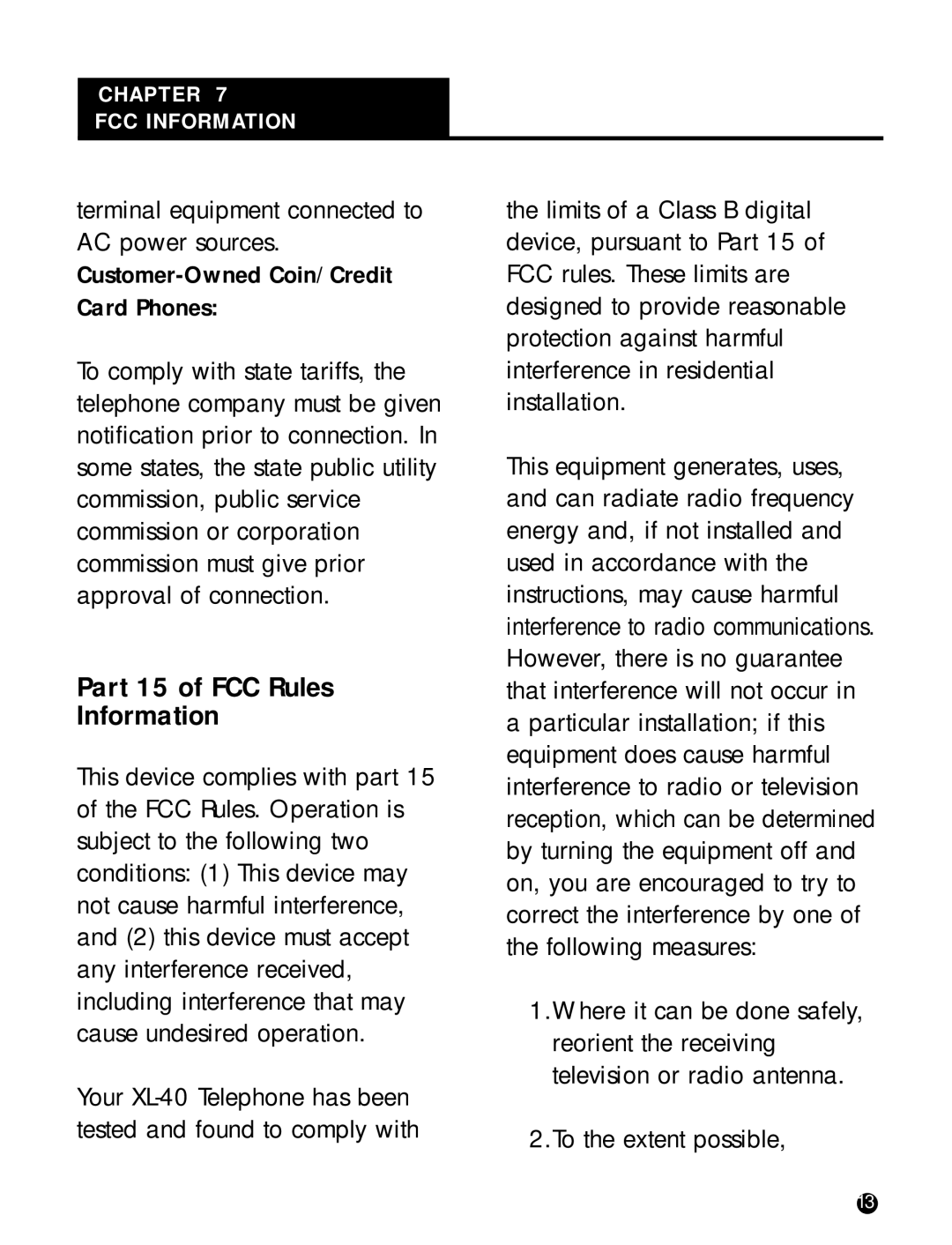 Plantronics T20 operating instructions Part 15 of FCC Rules Information 