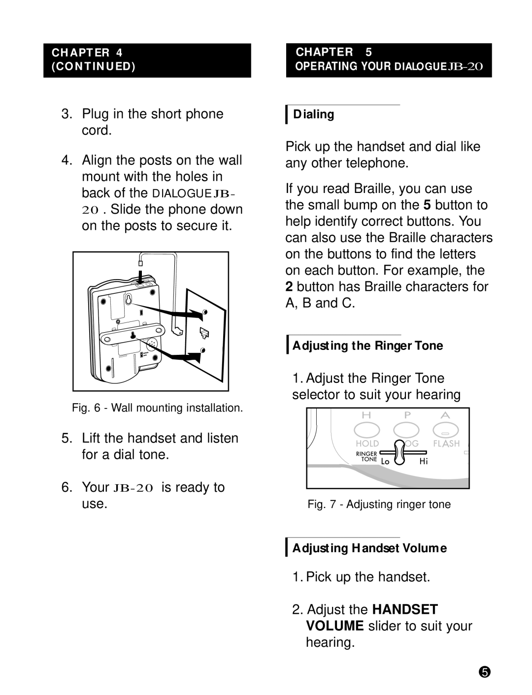 Plantronics T20 operating instructions Handset, Volume 