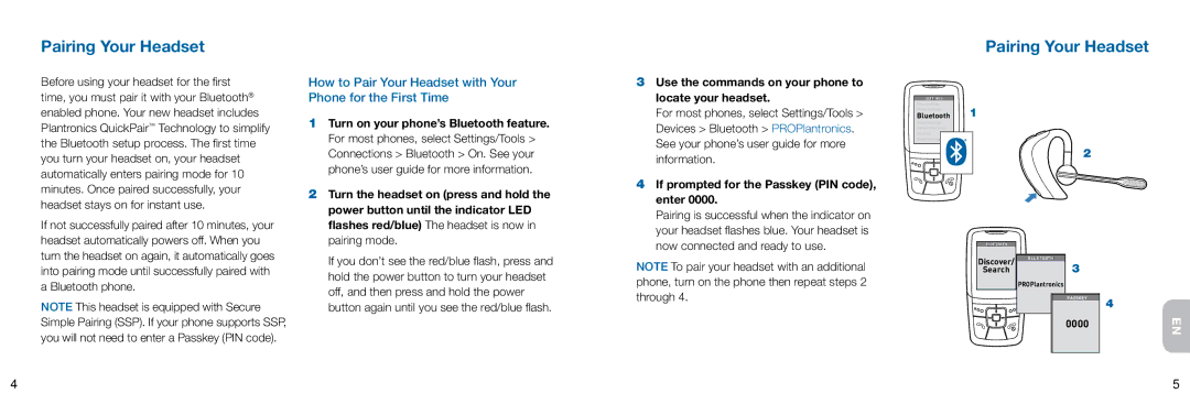 Plantronics Voyager manual Pairing Your Headset, How to Pair Your Headset with Your Phone for the First Time 