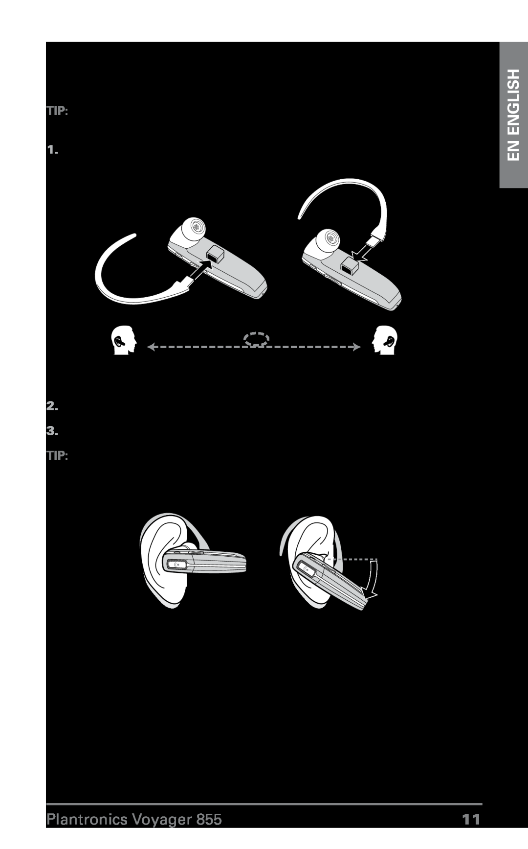 Plantronics VOYAGER855 manual Use the optional ear loop stabilizer, En English, Plantronics Voyager 
