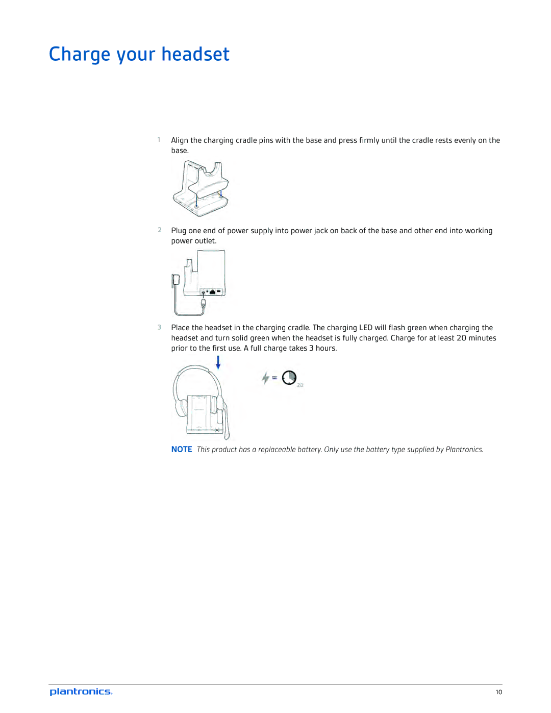 Plantronics W710A-M, W720A-M manual Charge your headset 