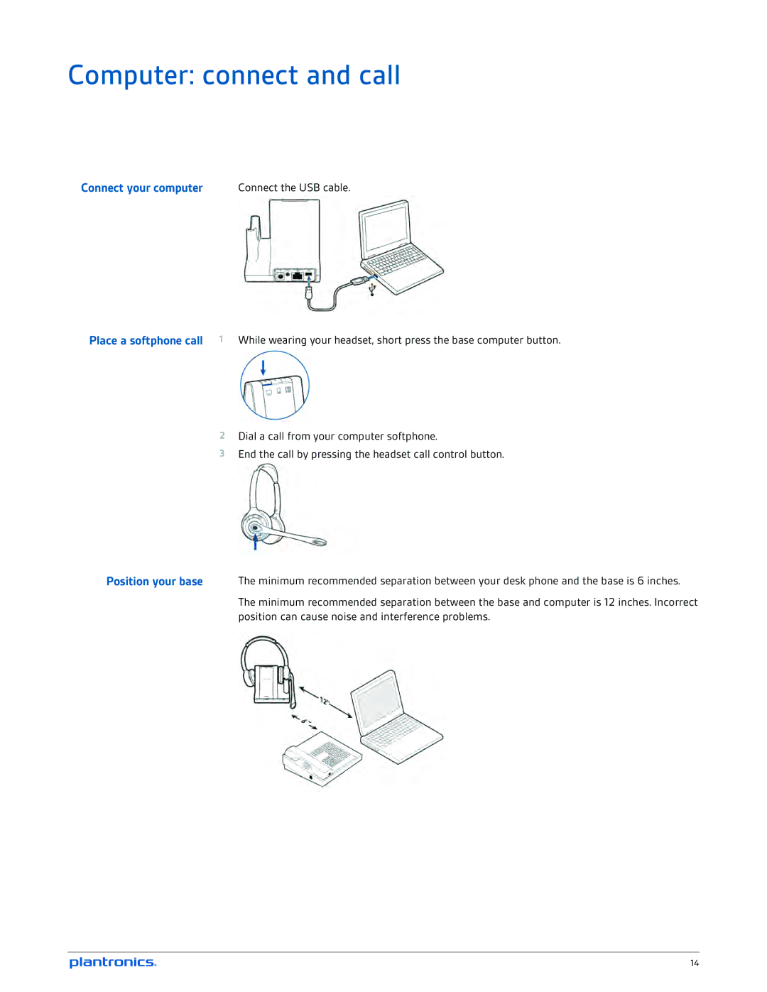 Plantronics W710A-M, W720A-M manual Computer connect and call, Connect your computer 