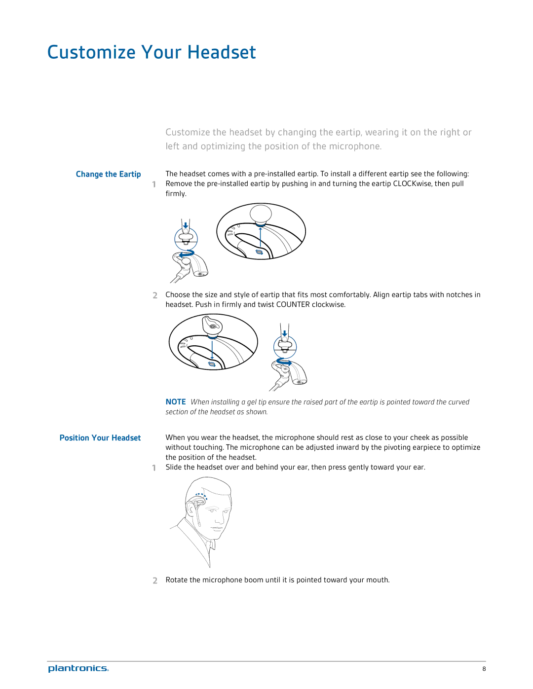 Plantronics W730 manual Customize Your Headset 