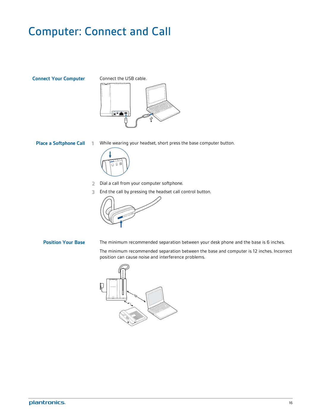 Plantronics W745 manual Computer Connect and Call, Connect Your Computer 