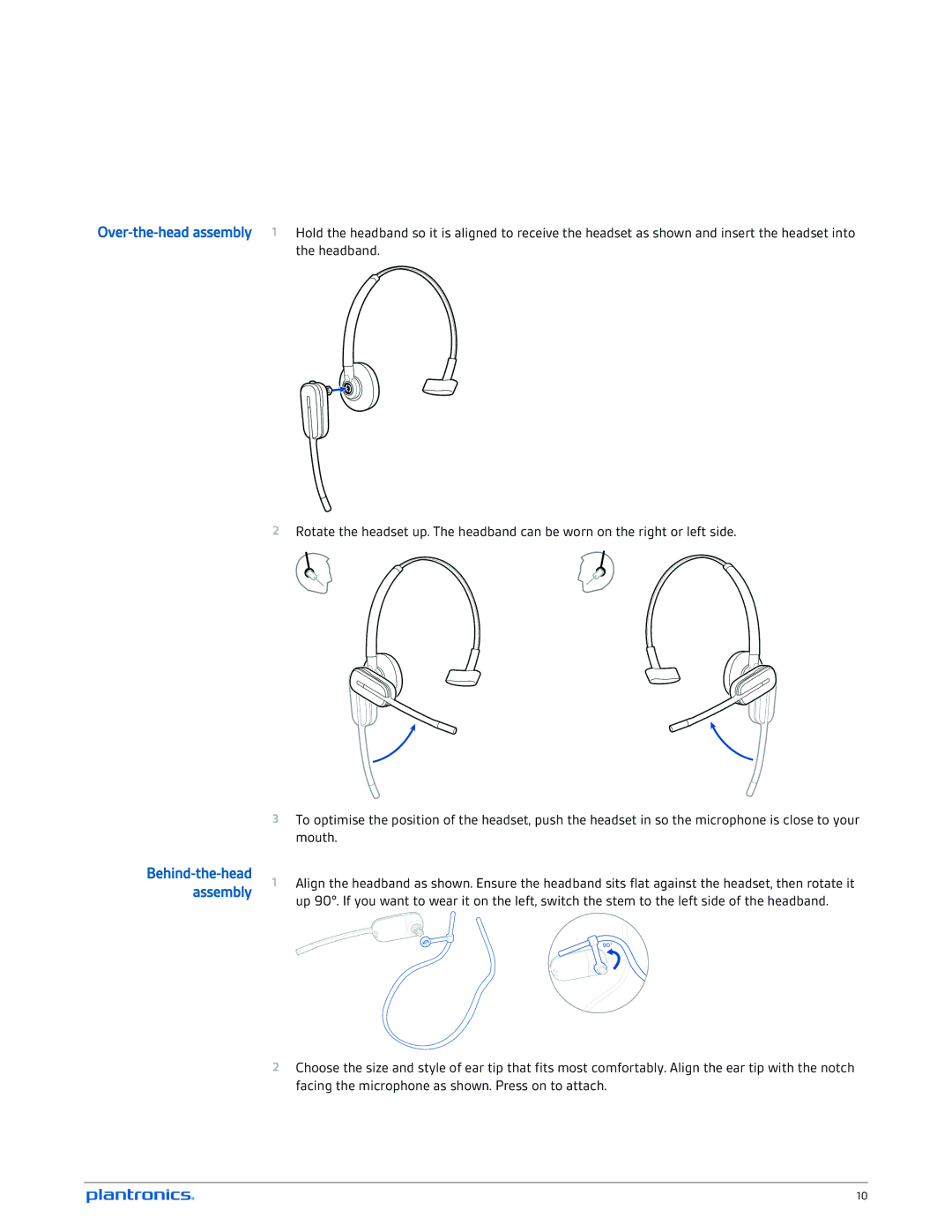 Plantronics W745A-M manual Behind-the-head assembly 