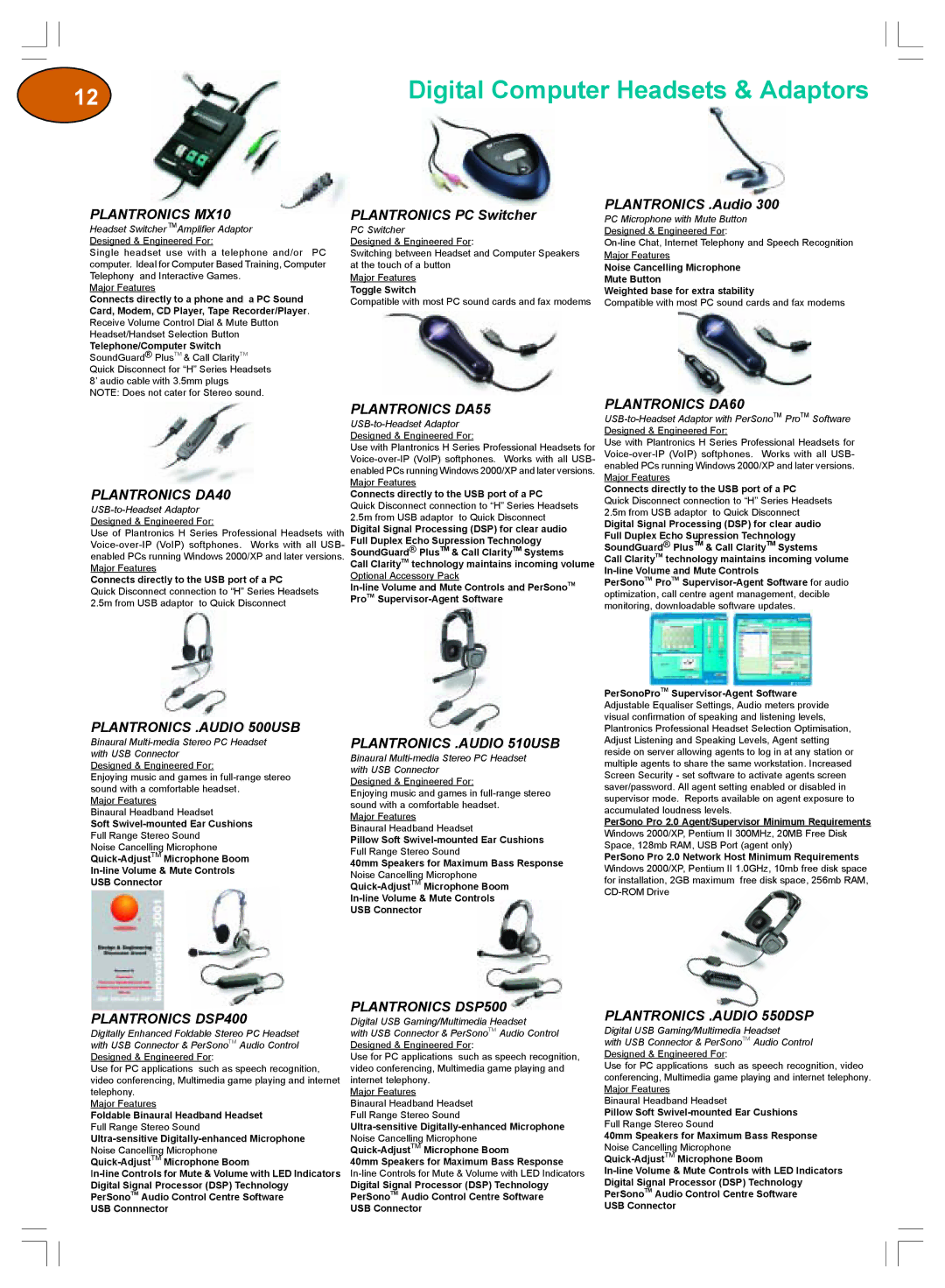 Plantronics Winter 2006 warranty Digital Computer Headsets & Adaptors 