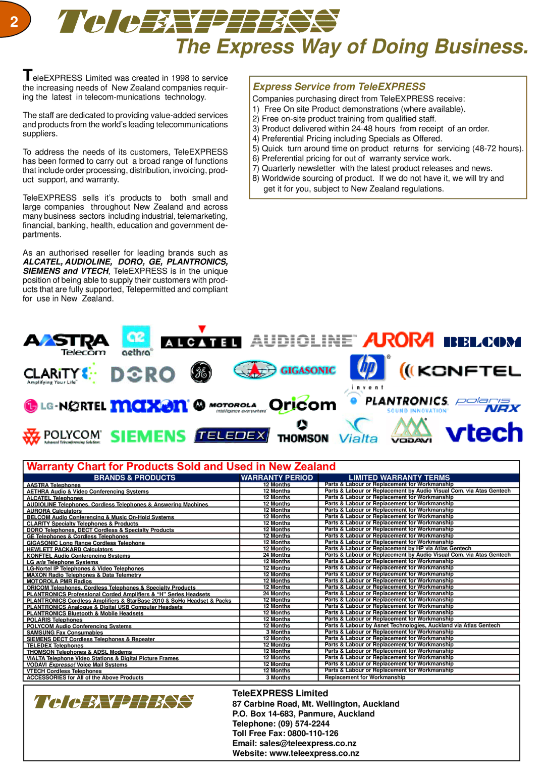 Plantronics Winter 2006 warranty Express Way of Doing Business 