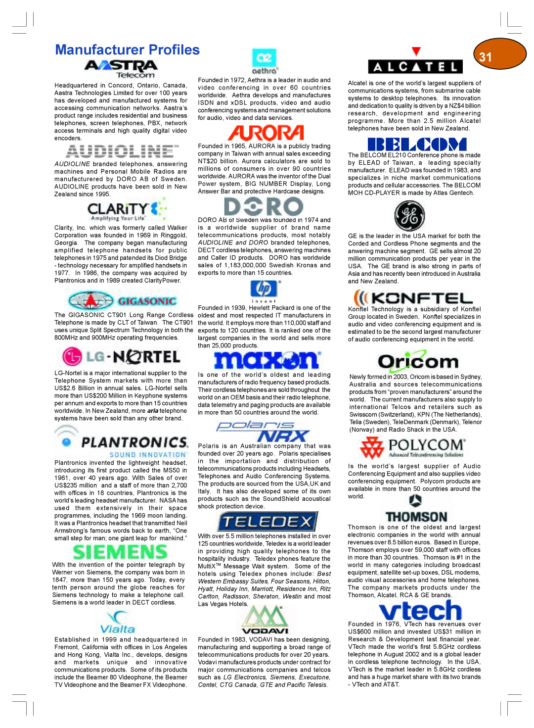 Plantronics Winter 2006 warranty Manufacturer Profiles 