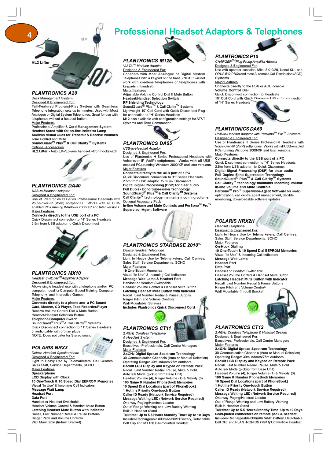 Plantronics Winter 2006 warranty Plantronics M12E Plantronics P10, Plantronics A20, Plantronics DA60, Plantronics DA55 