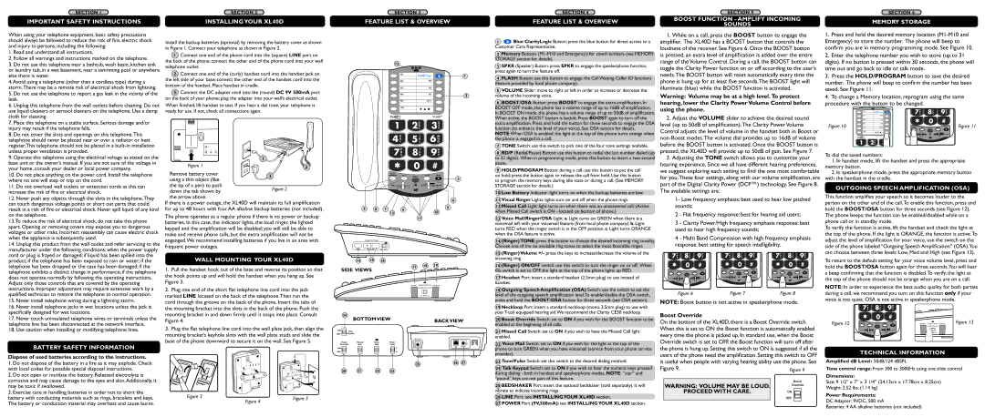 Plantronics important safety instructions Important Safety Instructions, Installing Your XL40D, Memory Storage 