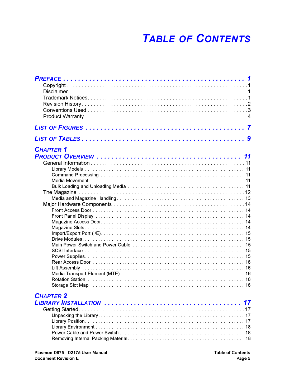 Plasmon D875, D2175 user manual Table of Contents 