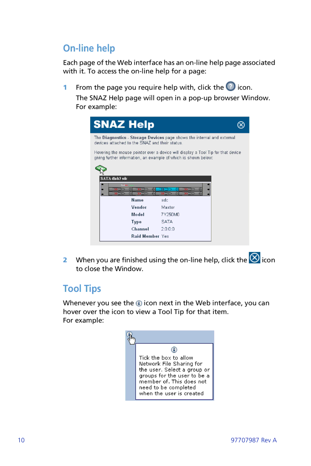 Plasmon ii 97707987 Rev A manual On-line help, Tool Tips 