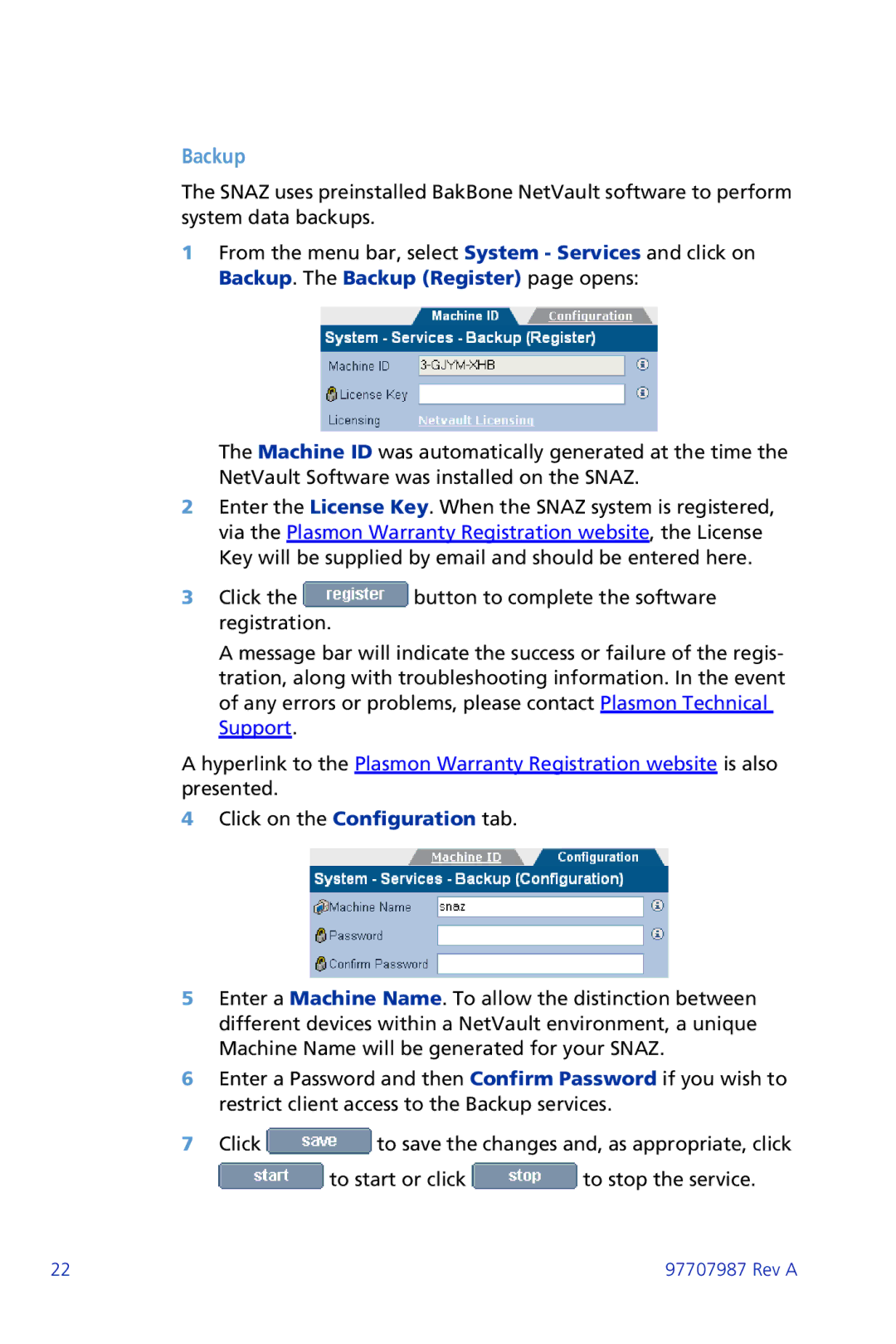 Plasmon ii 97707987 Rev A manual Backup 