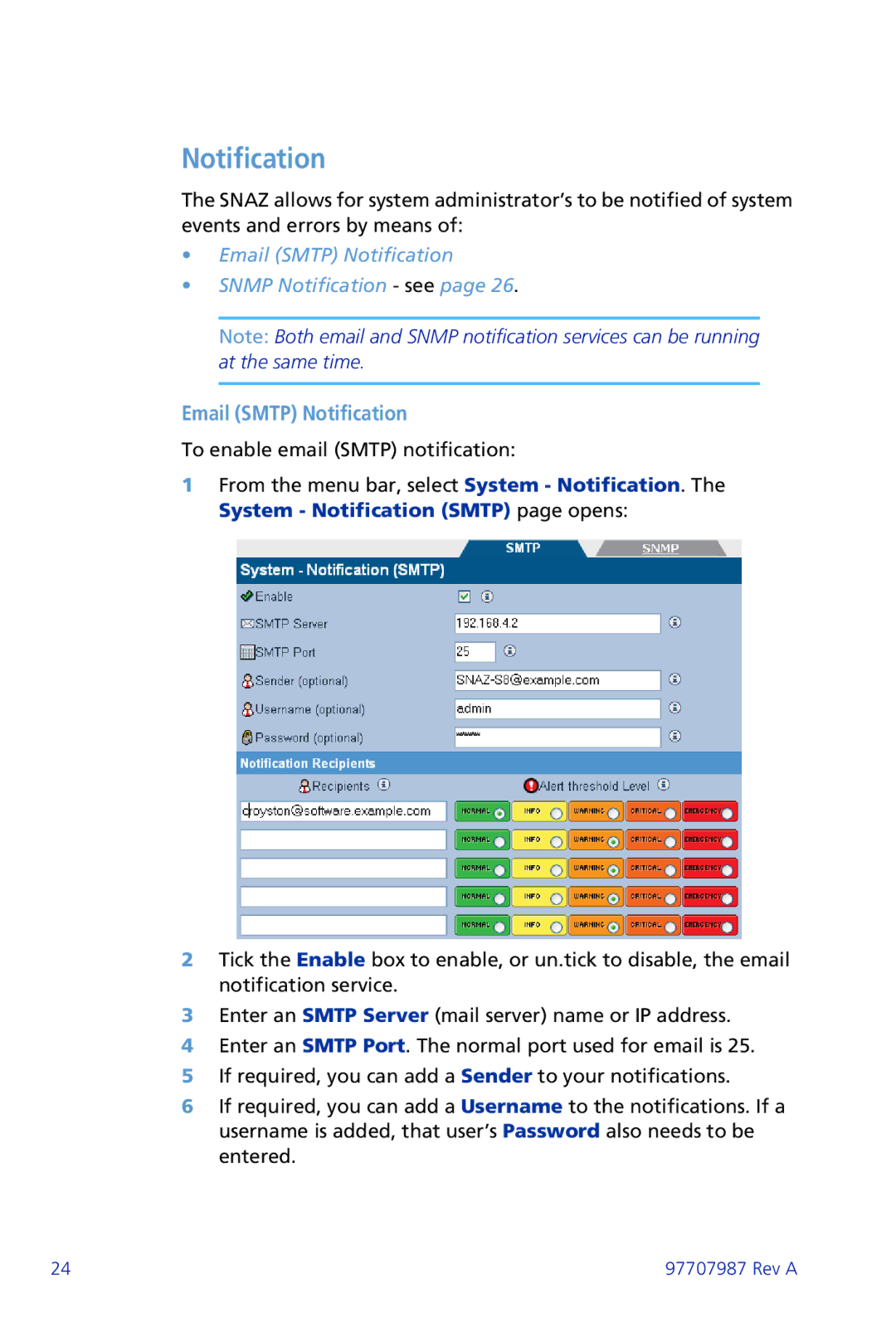 Plasmon ii 97707987 Rev A manual Email Smtp Notification 