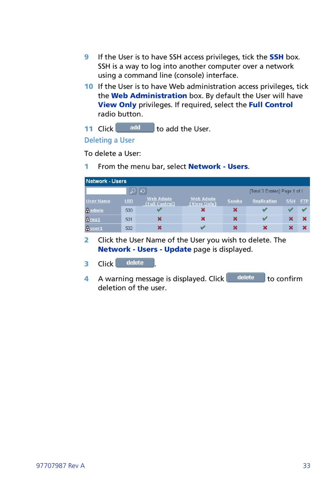 Plasmon ii 97707987 Rev A manual Deleting a User 