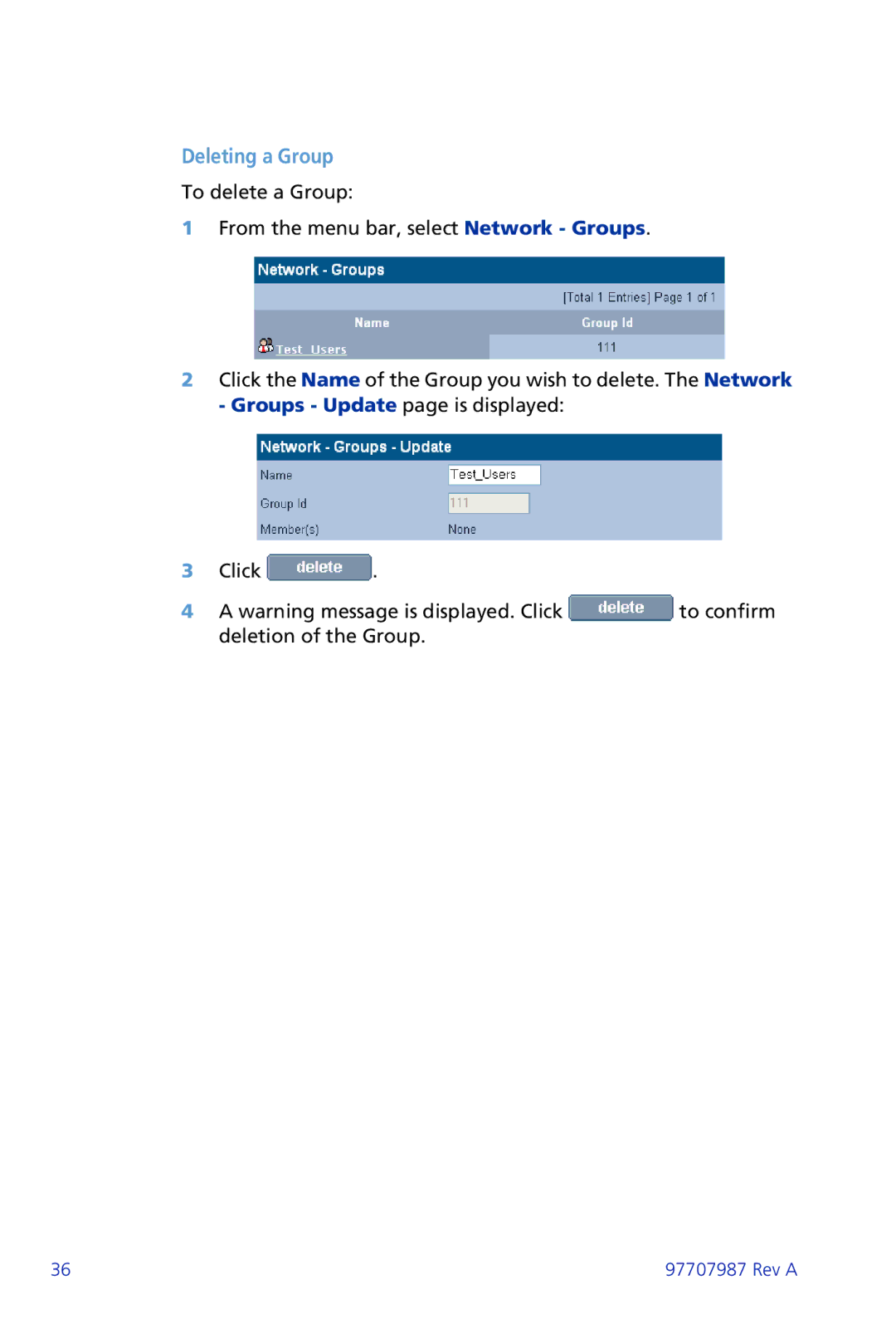 Plasmon ii 97707987 Rev A manual Deleting a Group 