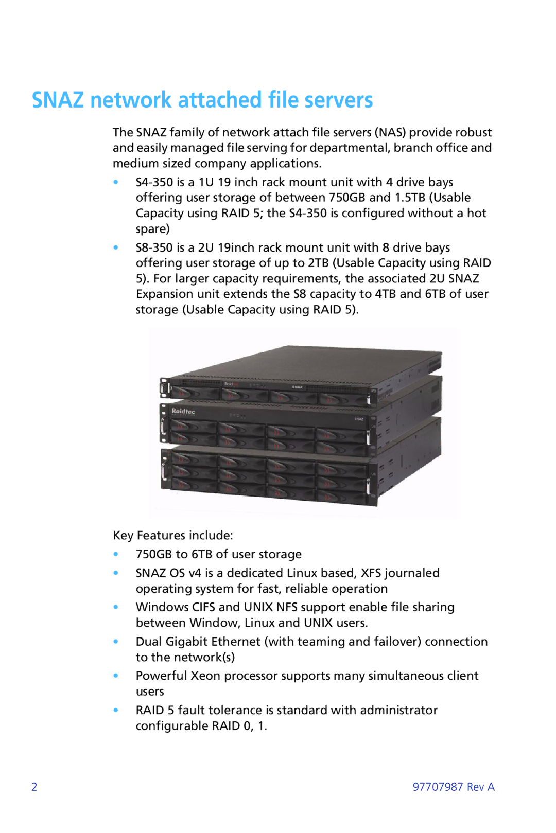 Plasmon ii 97707987 Rev A manual Snaz network attached file servers 