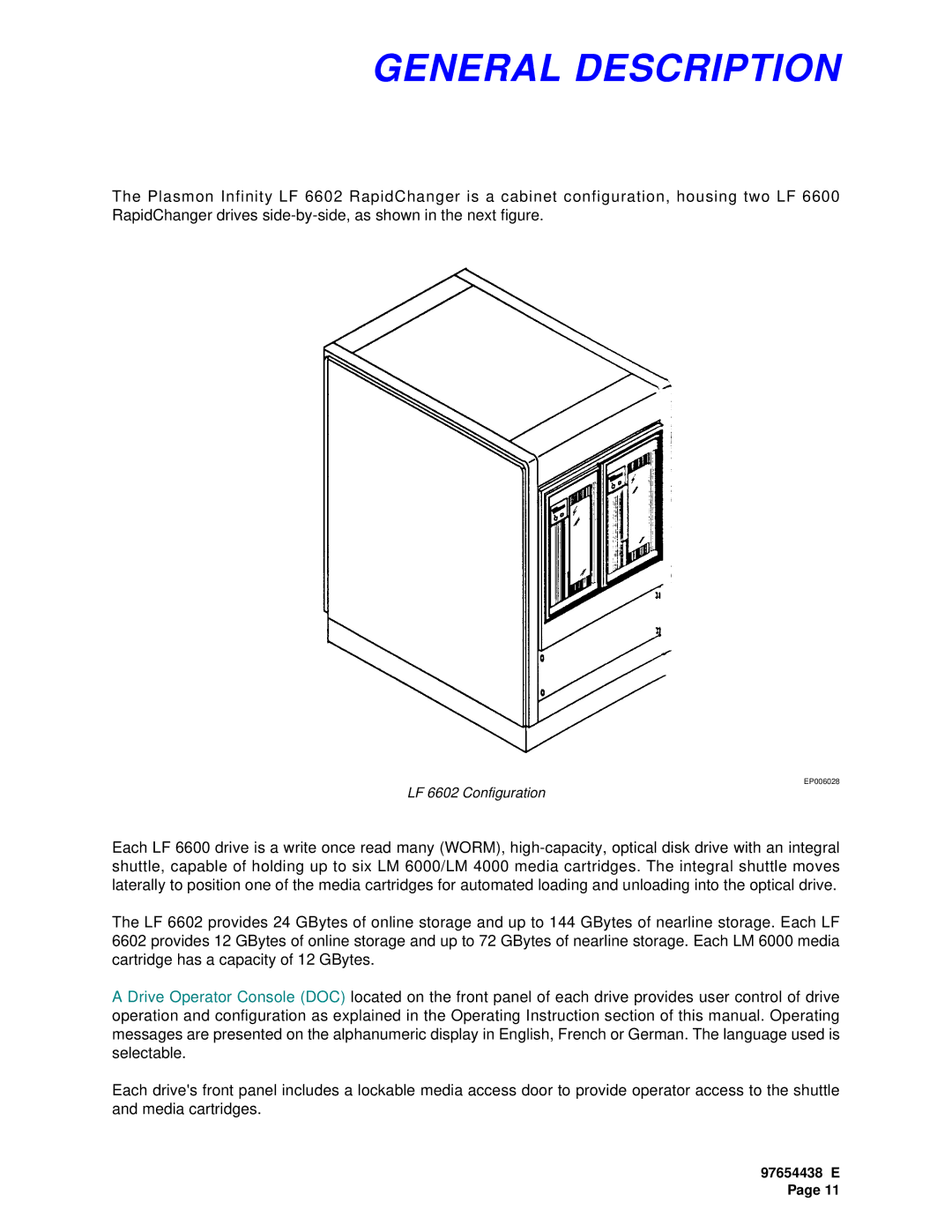 Plasmon LF 6602 user manual General Description 