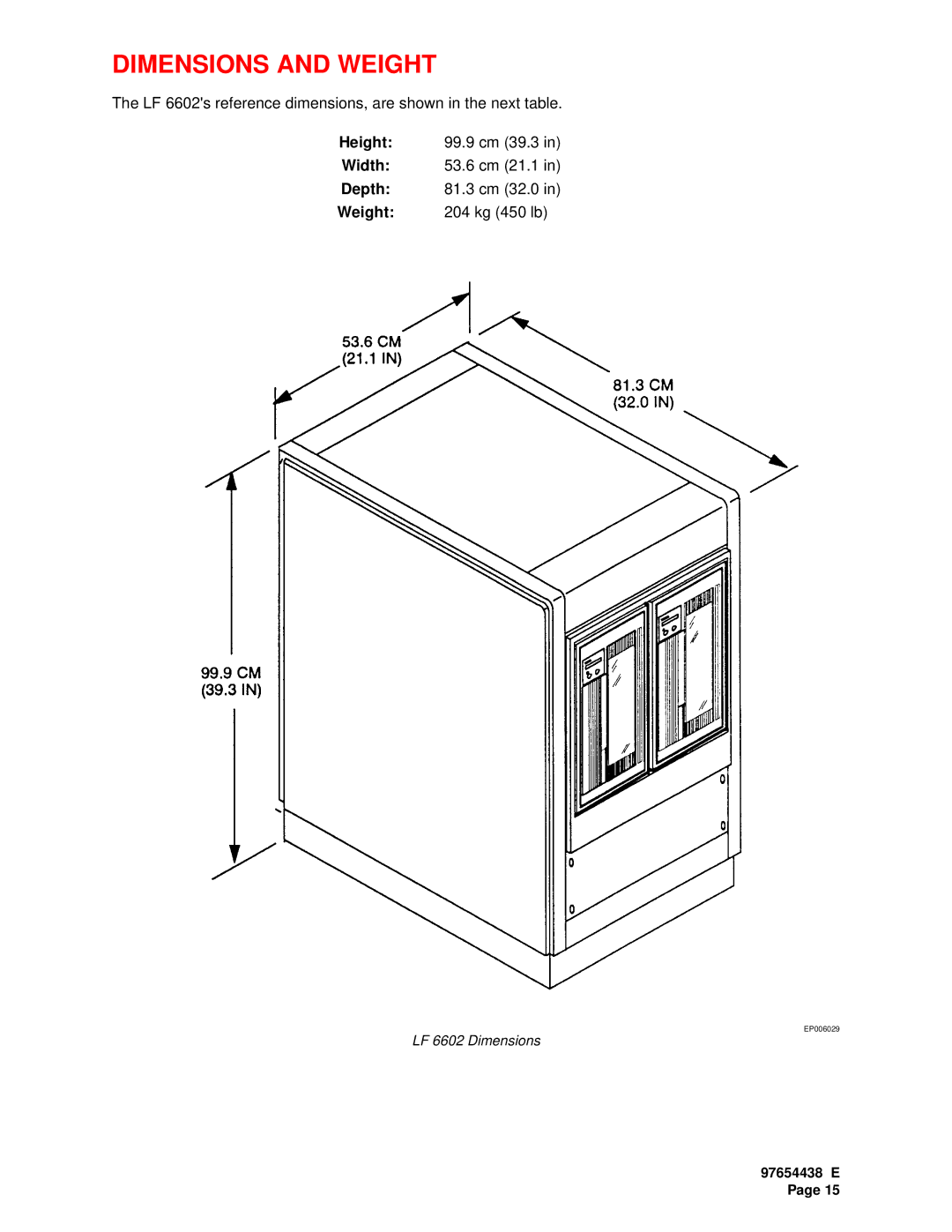 Plasmon LF 6602 user manual Dimensions and Weight 