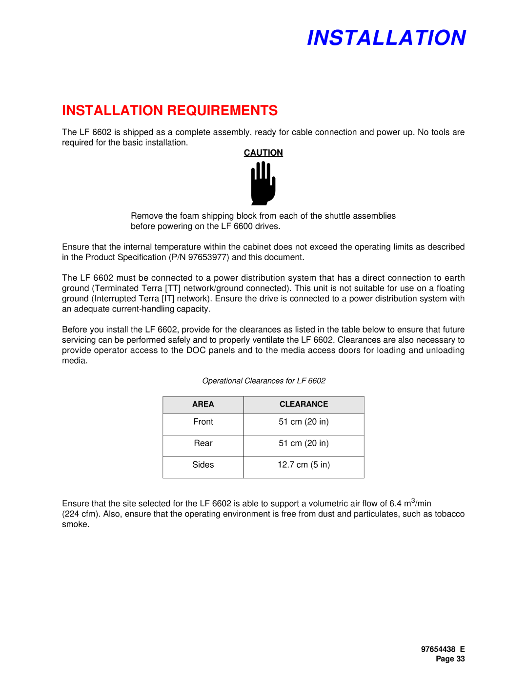 Plasmon LF 6602 user manual Installation Requirements 