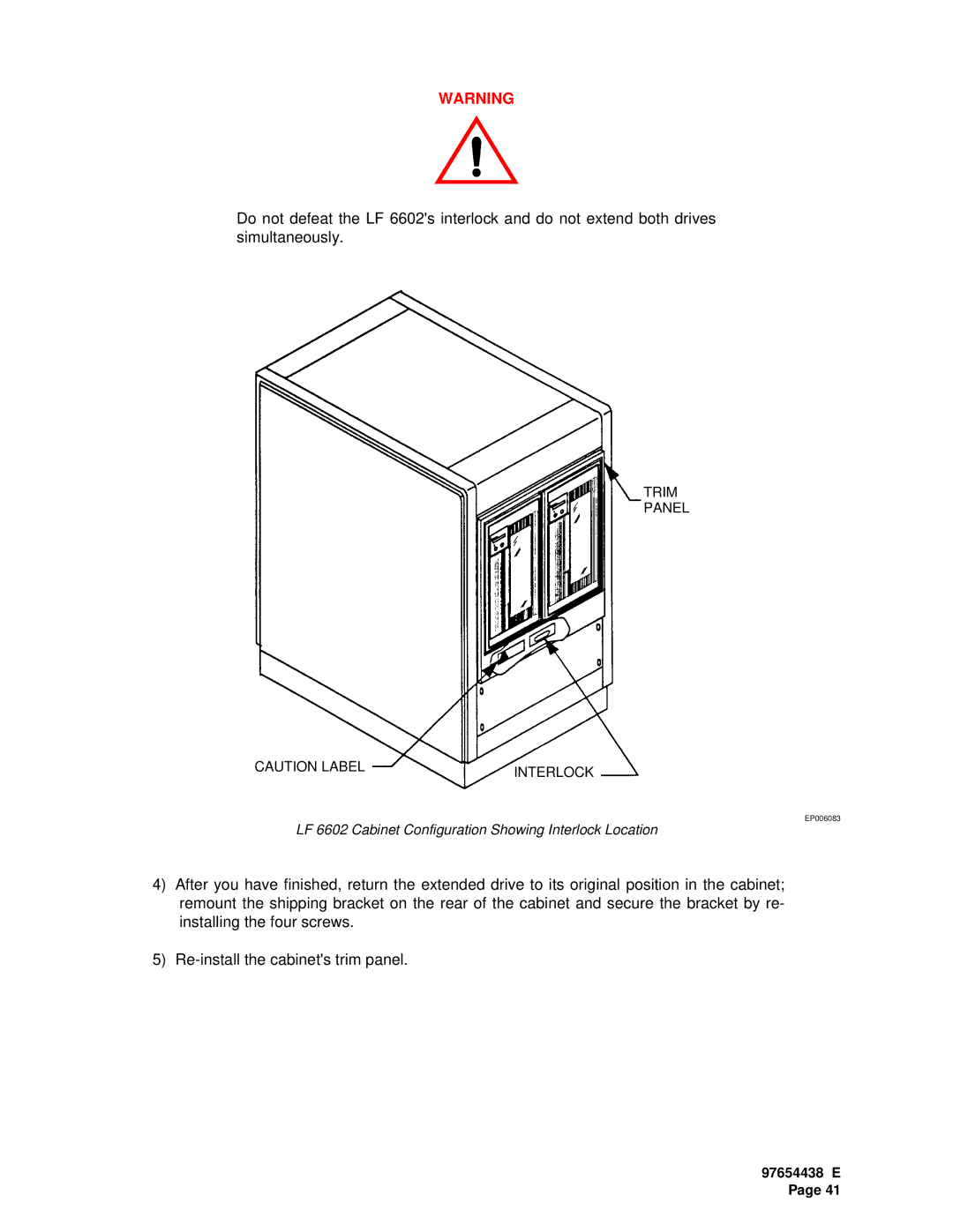 Plasmon user manual LF 6602 Cabinet Configuration Showing Interlock Location 