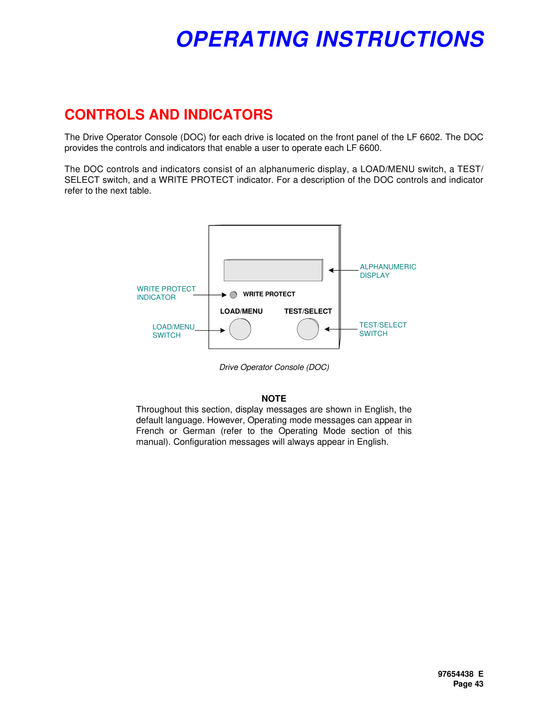 Plasmon LF 6602 user manual Operating Instructions, Controls and Indicators 