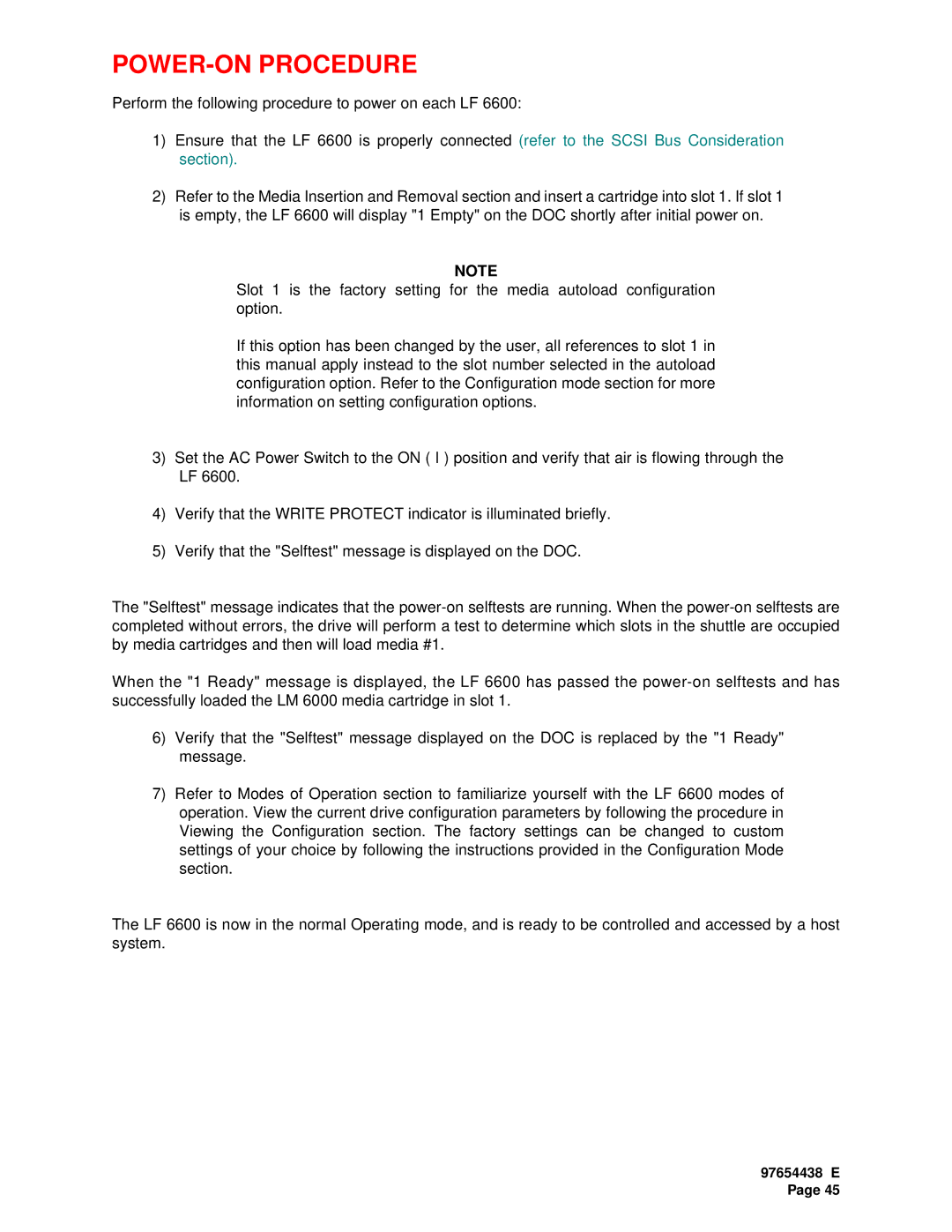 Plasmon LF 6602 user manual POWER-ON Procedure 