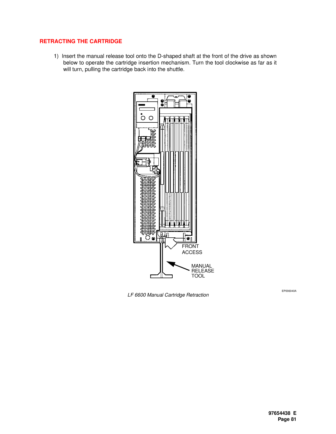 Plasmon LF 6602 user manual Retracting the Cartridge 