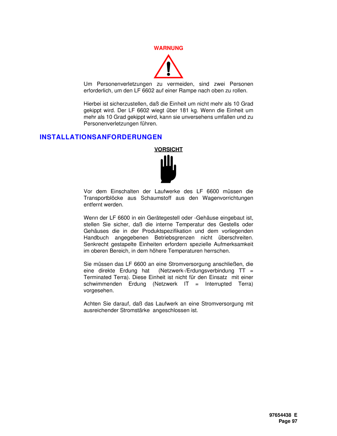 Plasmon LF 6602 user manual Installationsanforderungen 