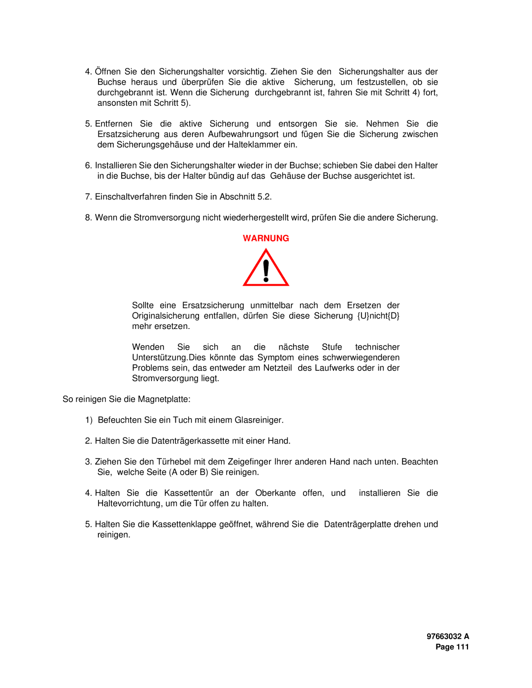 Plasmon LF 8600 user manual Warnung 