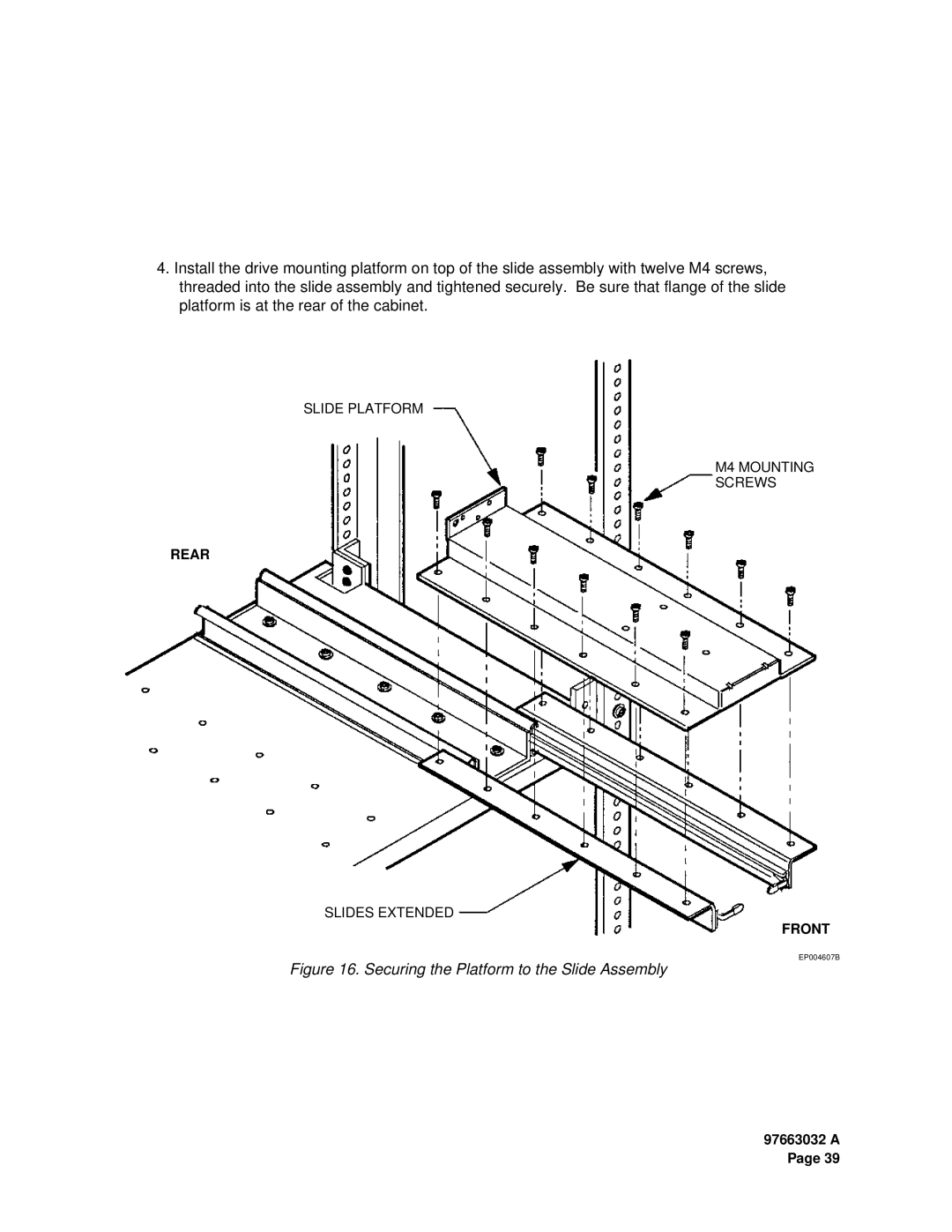 Plasmon LF 8600 user manual Securing the Platform to the Slide Assembly 