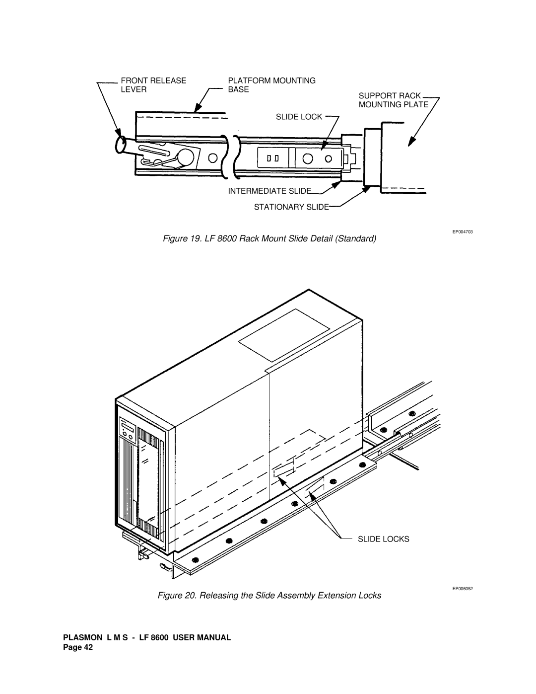 Plasmon user manual LF 8600 Rack Mount Slide Detail Standard 