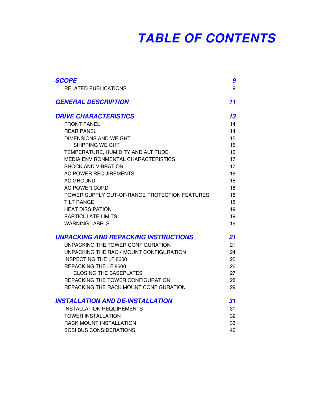 Plasmon LF 8600 user manual Table of Contents 