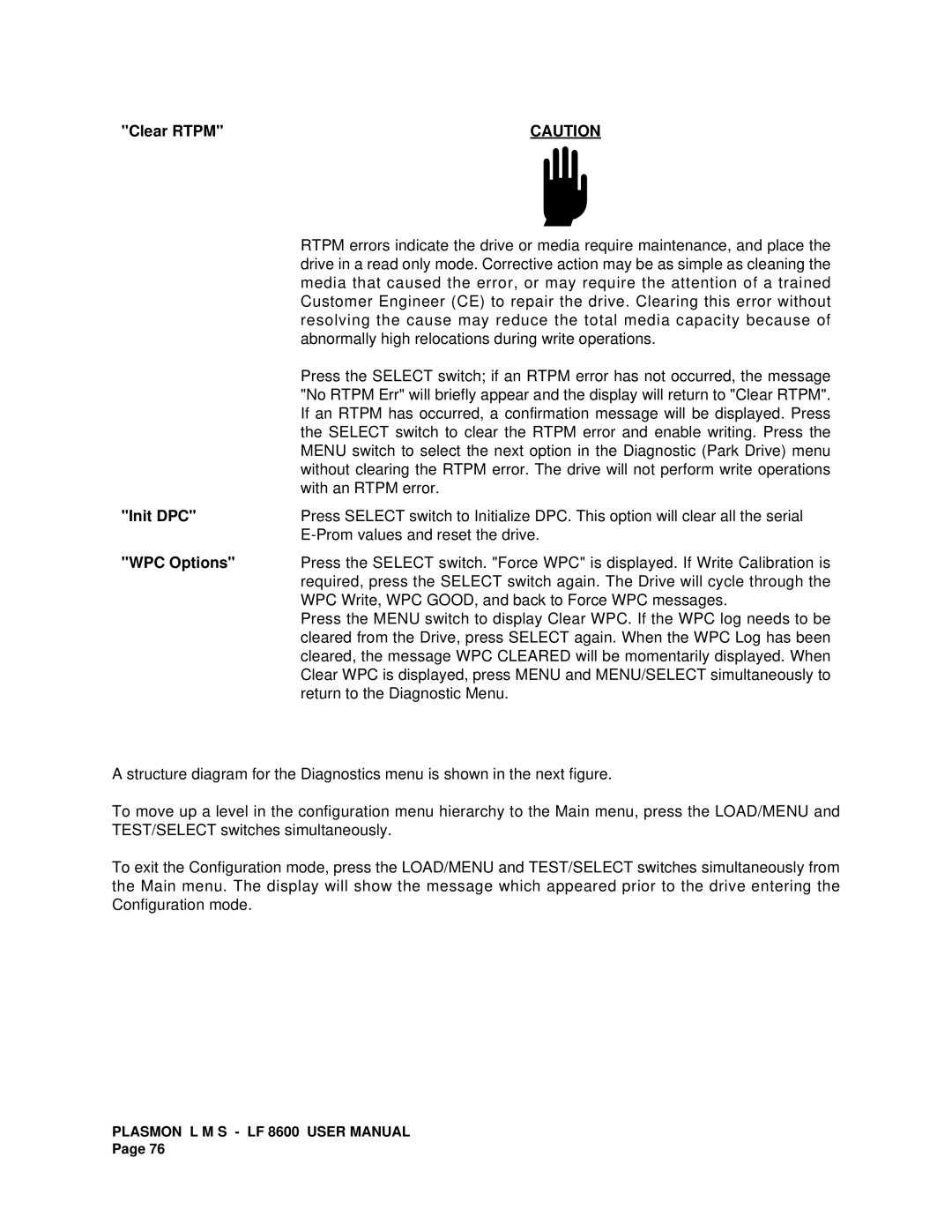 Plasmon LF 8600 user manual Clear Rtpm 