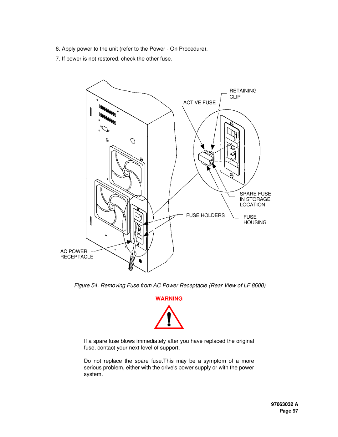 Plasmon LF 8600 user manual Removing Fuse from AC Power Receptacle Rear View of LF 