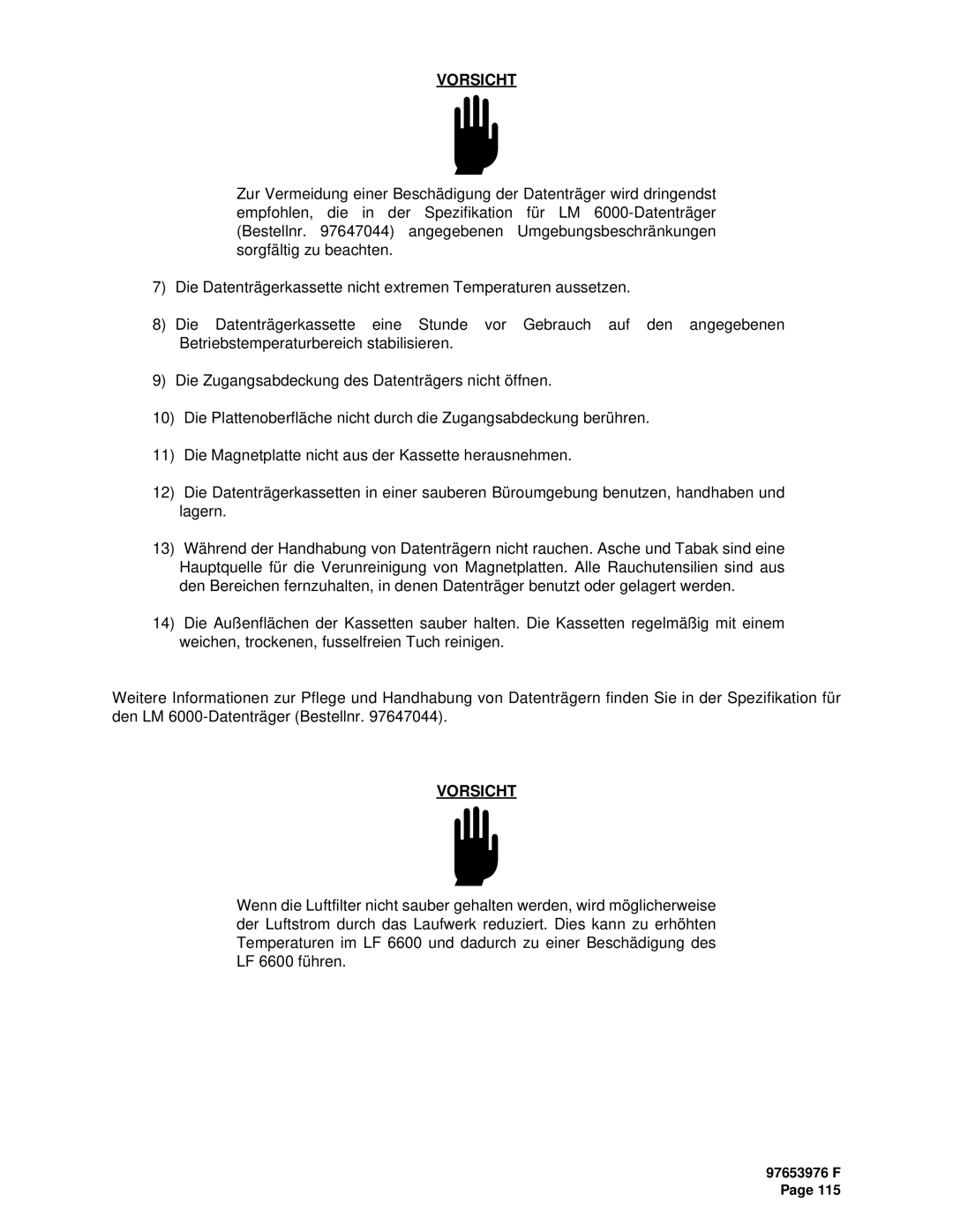 Plasmon LF6600 user manual Vorsicht 