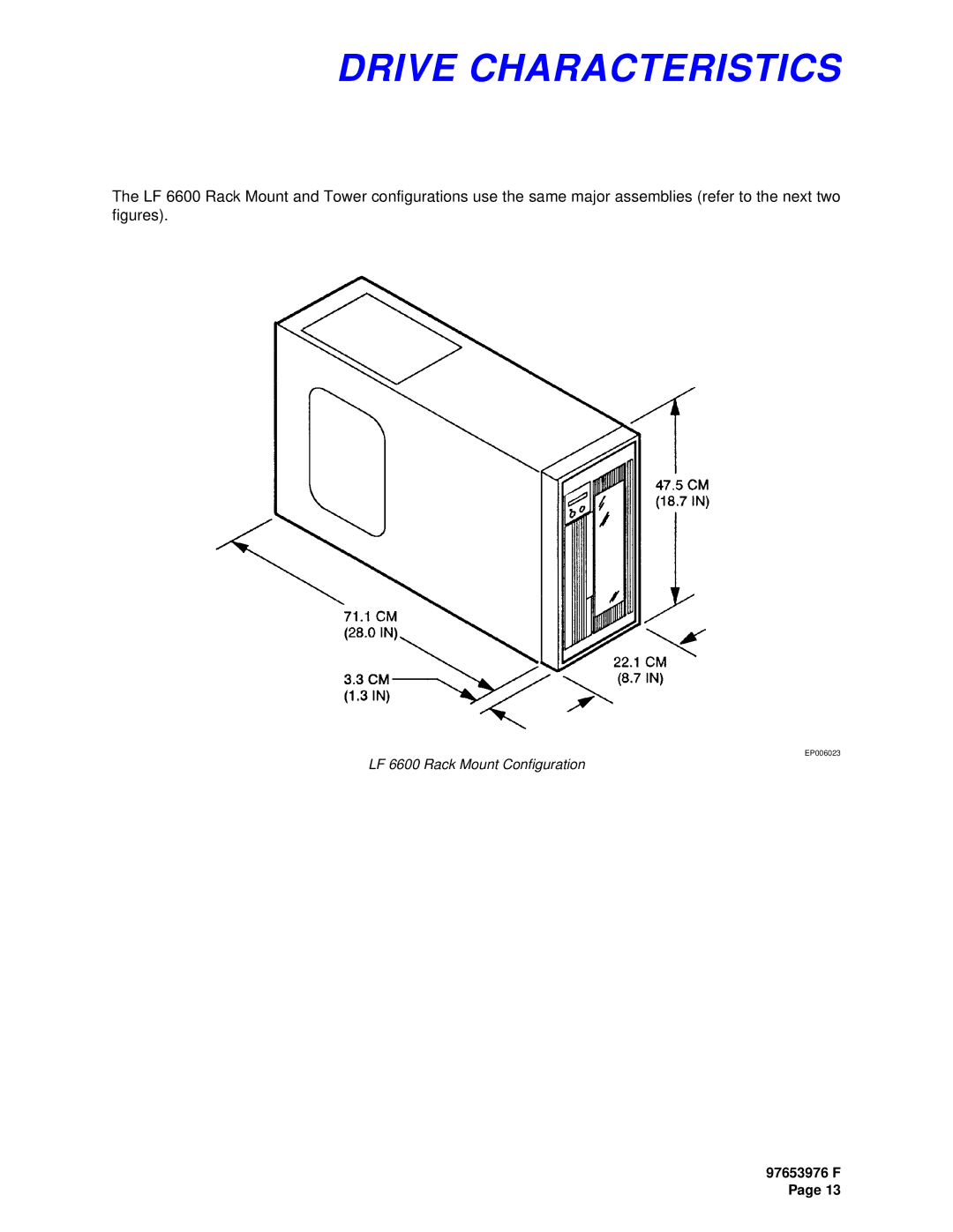 Plasmon LF6600 user manual Drive Characteristics 