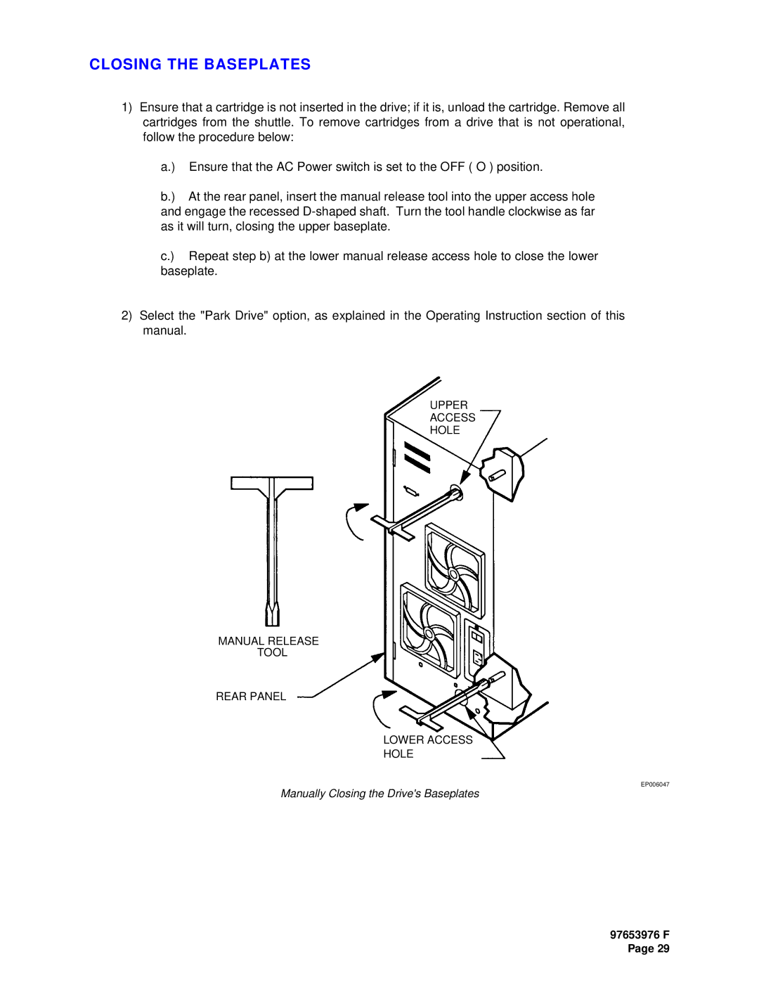 Plasmon LF6600 user manual Closing the Baseplates 