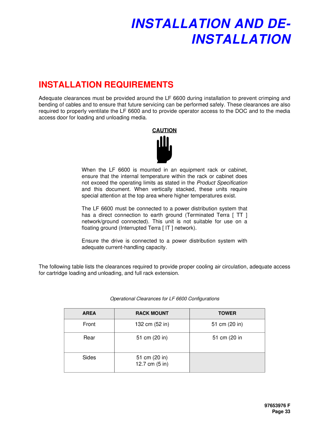 Plasmon LF6600 user manual Installation and DE, Installation Requirements 