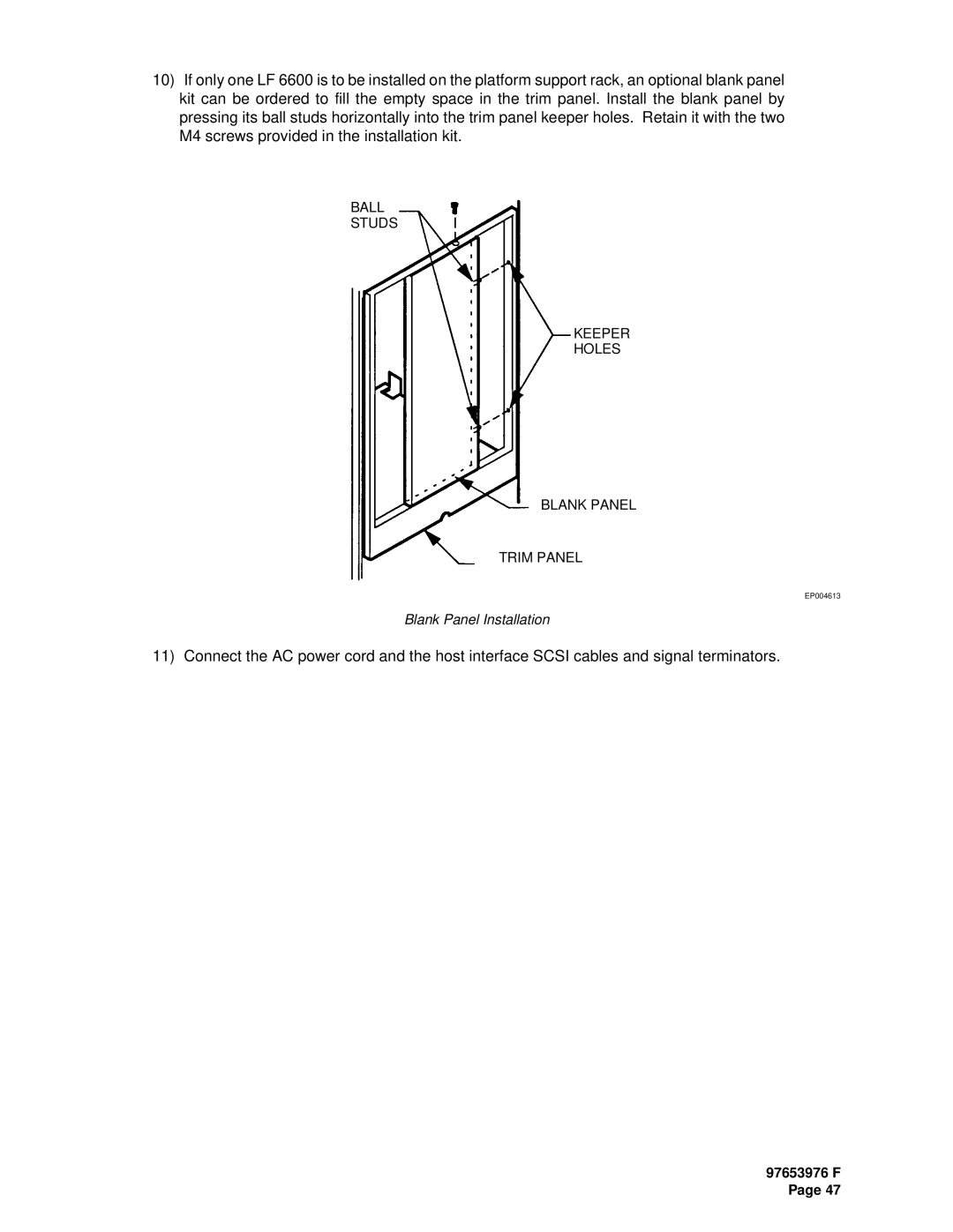 Plasmon LF6600 user manual Blank Panel Installation 