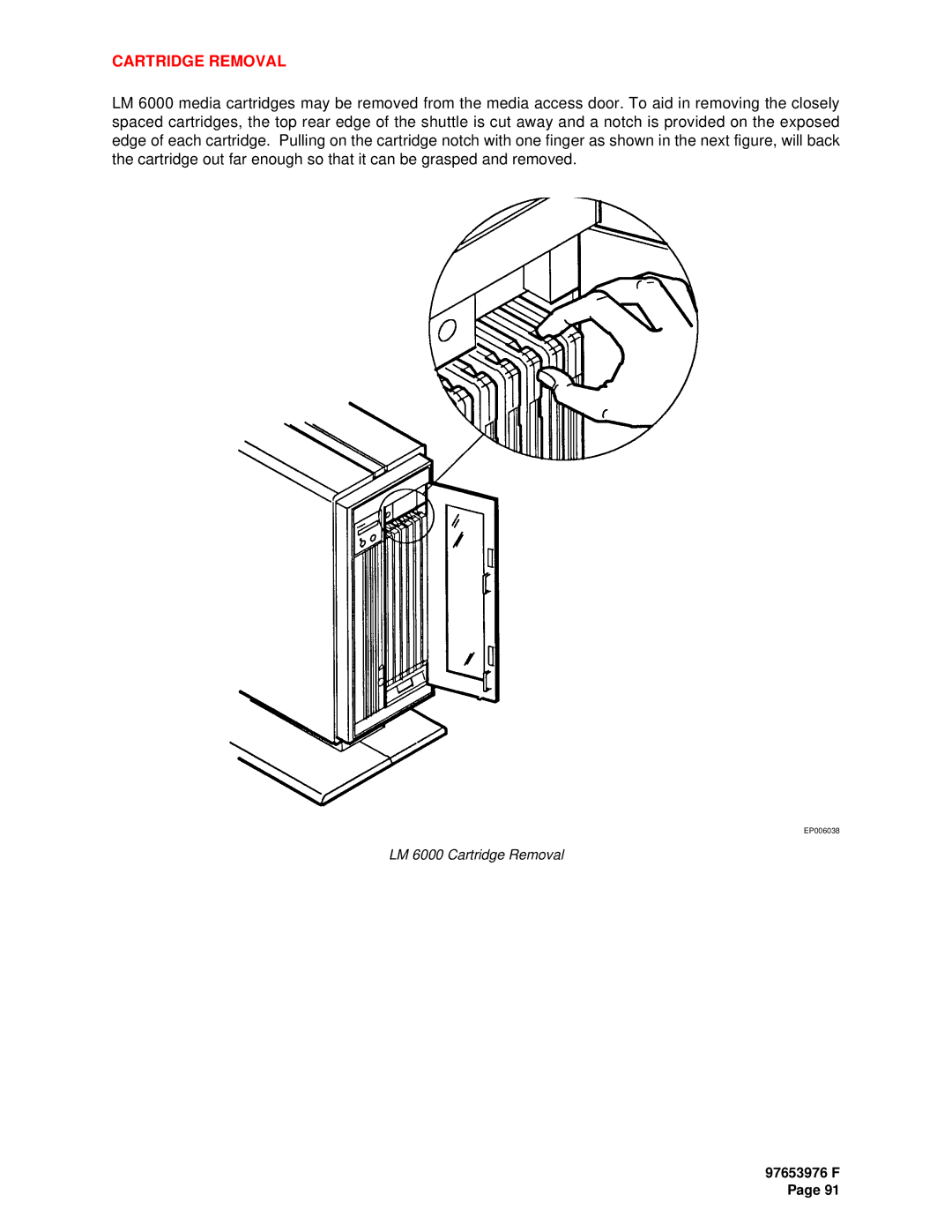 Plasmon LF6600 user manual Cartridge Removal 