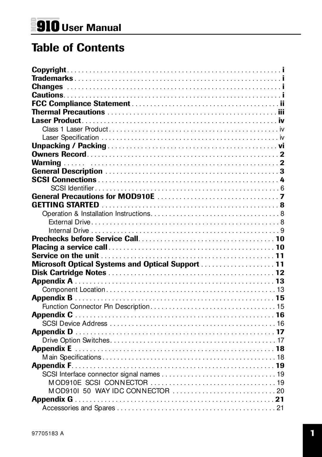 Plasmon MOD 910 user manual Table of Contents 