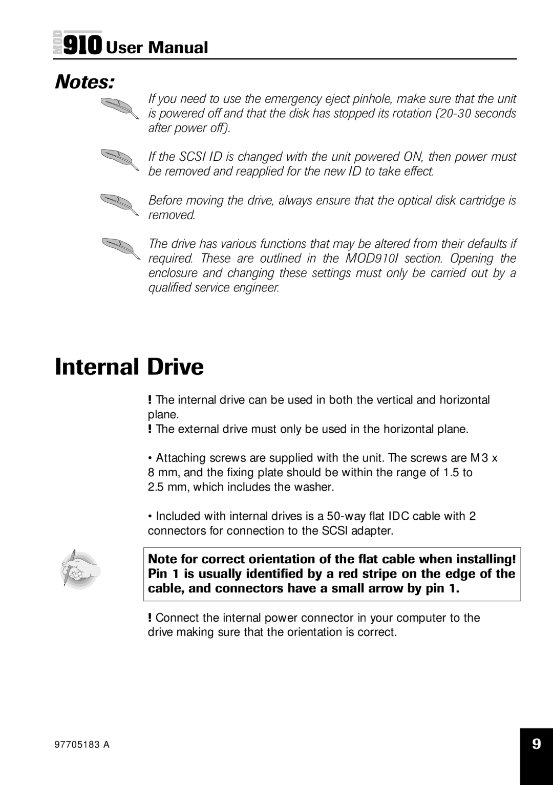 Plasmon MOD 910 user manual Internal Drive 