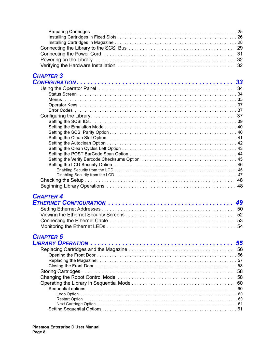 Plasmon V15 manual Ethernet Configuration, Library Operation 