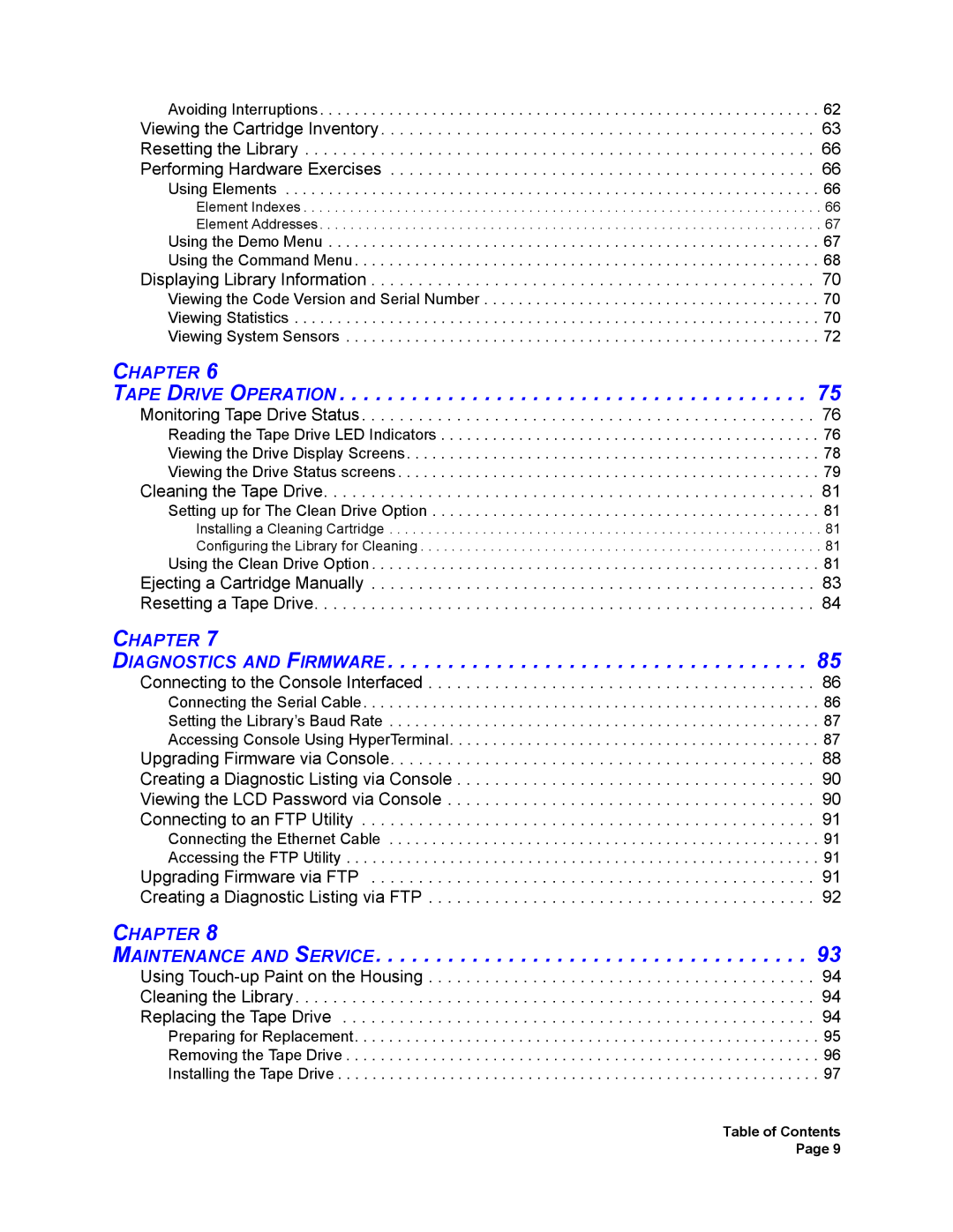 Plasmon V15 manual Tape Drive Operation, Diagnostics and Firmware, Maintenance and Service 