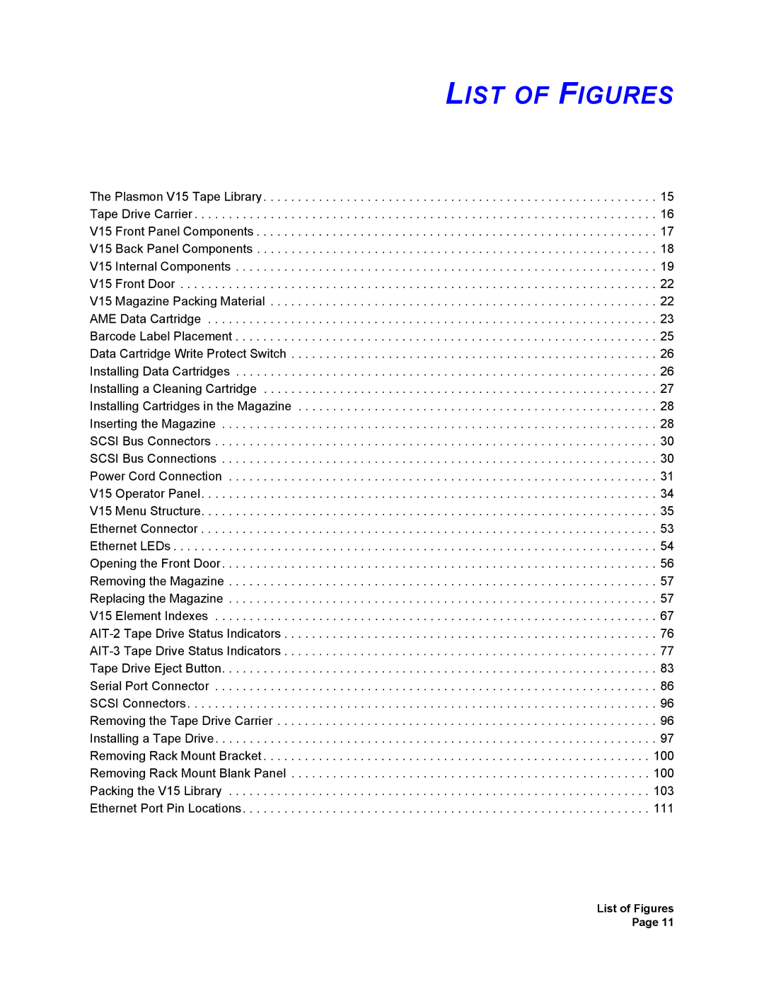 Plasmon V15 manual List of Figures 