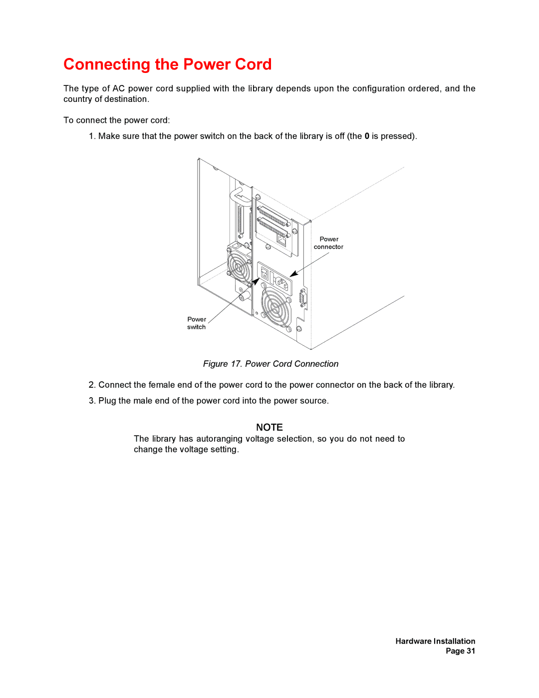 Plasmon V15 manual Connecting the Power Cord, Power Cord Connection 