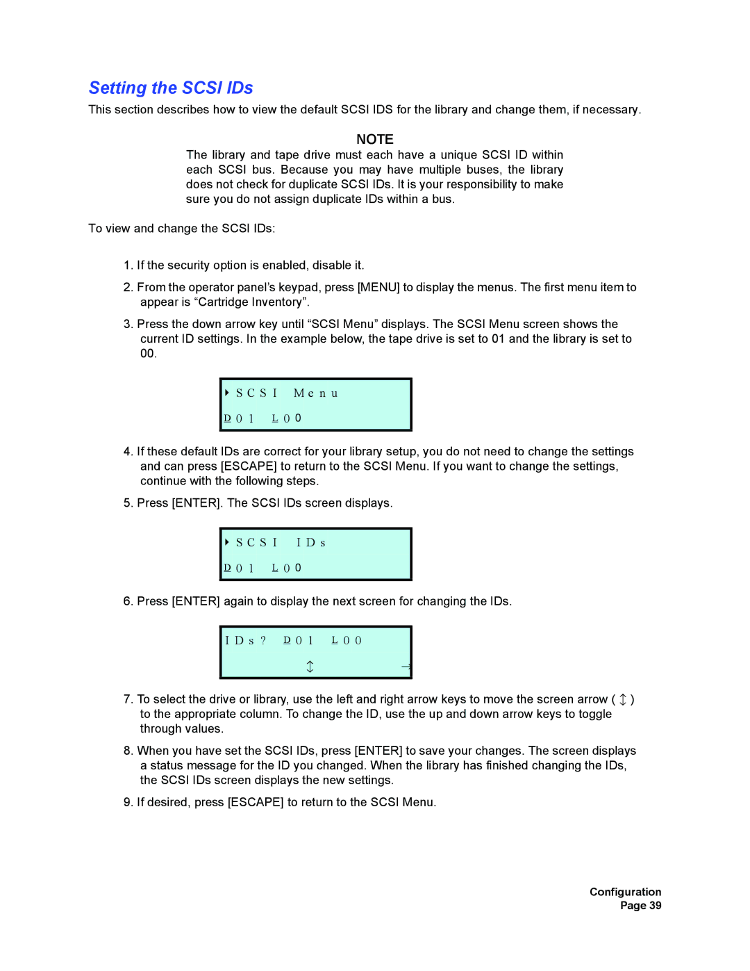 Plasmon V15 manual Setting the Scsi IDs 