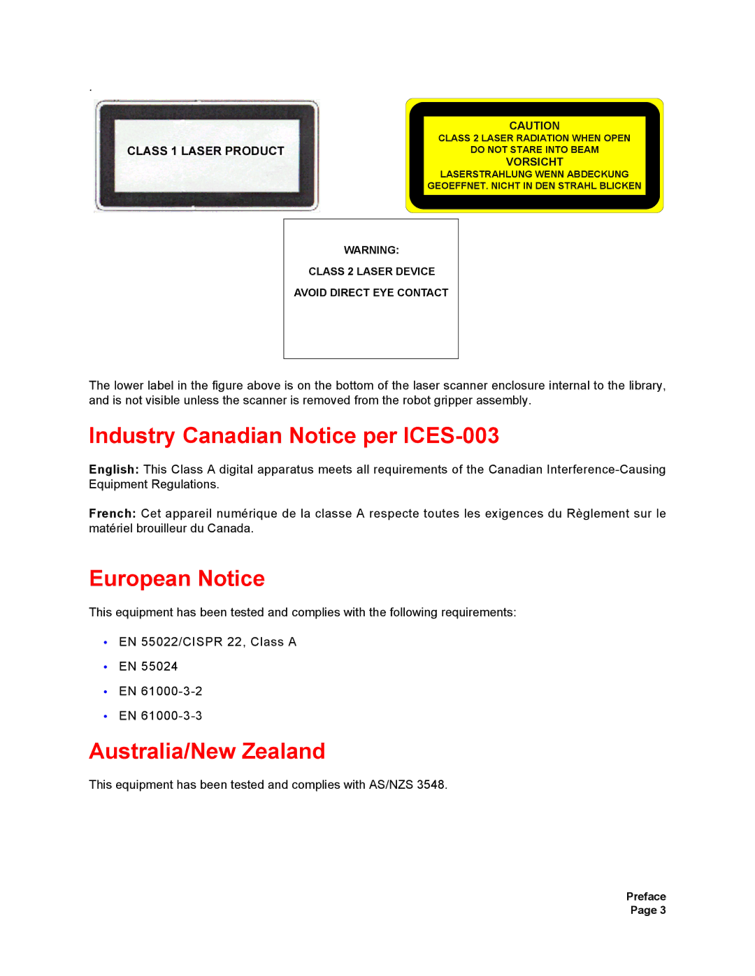 Plasmon V15 manual Industry Canadian Notice per ICES-003, European Notice, Australia/New Zealand 