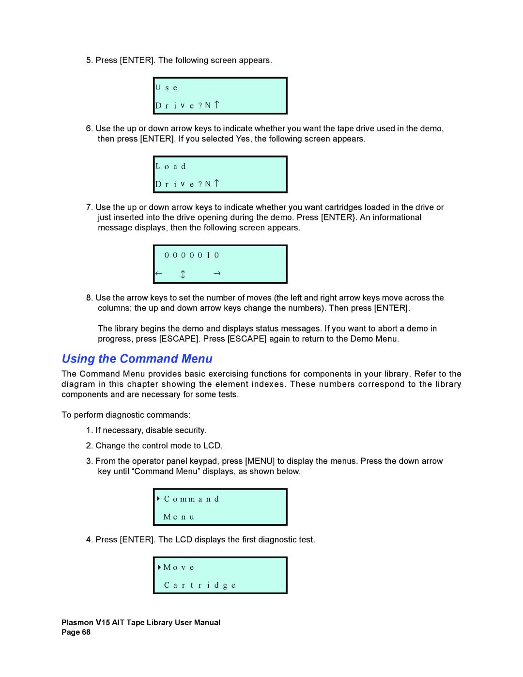 Plasmon V15 manual Using the Command Menu 